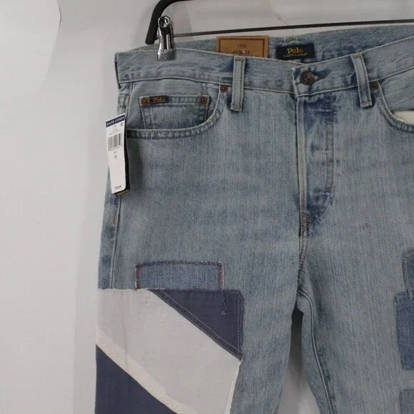NWT Polo Ralph Lauren Jeans Womens 29 L27 Avery Boyfriend Patchwork Button Fly - Picture 2 of 16